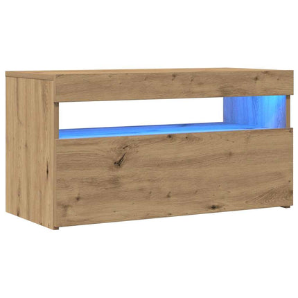 TV-bänk med LED-belysning 2 st artisan ek konstruerat trä