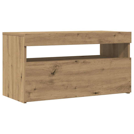 TV-bänk med LED-belysning 2 st artisan ek konstruerat trä