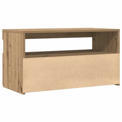TV-bänk med LED-belysning 2 st artisan ek konstruerat trä