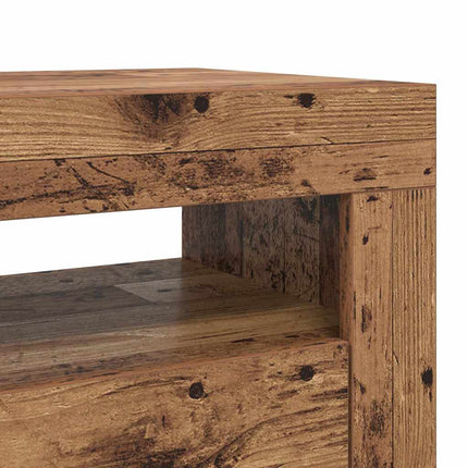 TV-bänk med LED-lampor åldrat trä 120x35x40 cm konstruerat trä