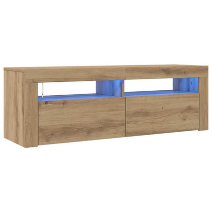 TV-bänk med LED-lampor artisan ek 120x35x40 cm konstruerat trä