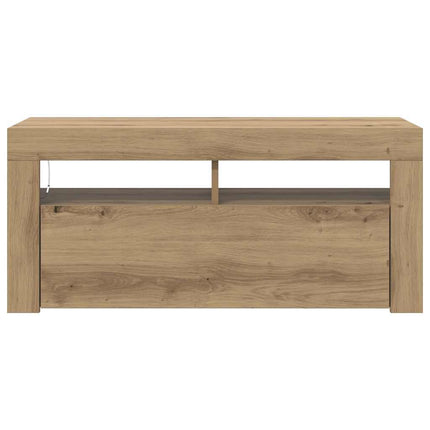 TV-bänk med LED-lampor artisan ek 90x35x40 cm konstruerat trä