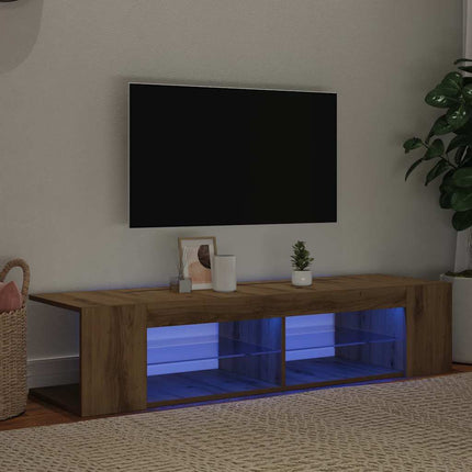 TV-bänk med LED-lampor artisan ek 90x39x30 cm konstruerat trä
