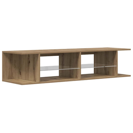 TV-bänk med LED-lampor artisan ek 90x39x30 cm konstruerat trä