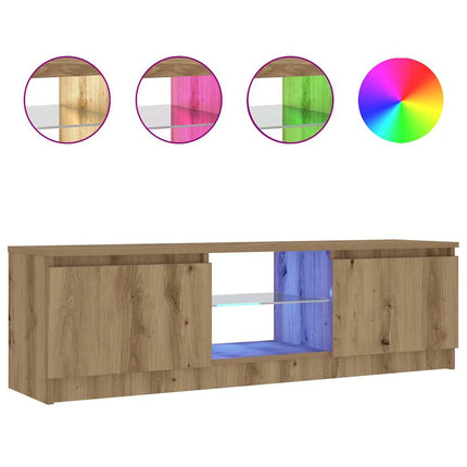 TV-bänk med LED-lampor artisan ek 120x30x36 cm konstruerat trä