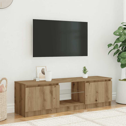 TV-bänk med LED-lampor artisan ek 120x30x36 cm konstruerat trä
