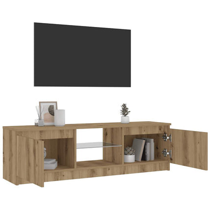TV-bänk med LED-lampor artisan ek 120x30x36 cm konstruerat trä
