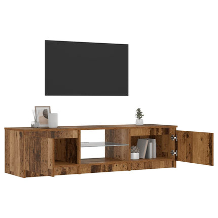 TV-bänk med LED-lampor åldrat trä 140x40x36cm konstruerat trä