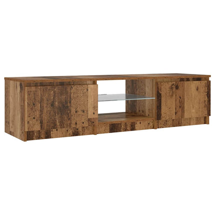 TV-bänk med LED-lampor åldrat trä 140x40x36cm konstruerat trä