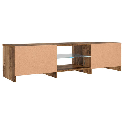 TV-bänk med LED-lampor åldrat trä 140x40x36cm konstruerat trä