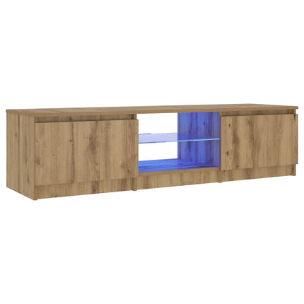 TV-bänk med LED-lampor artisan ek 140x40x36cm konstruerat trä