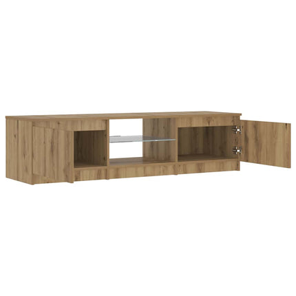 TV-bänk med LED-lampor artisan ek 140x40x36cm konstruerat trä