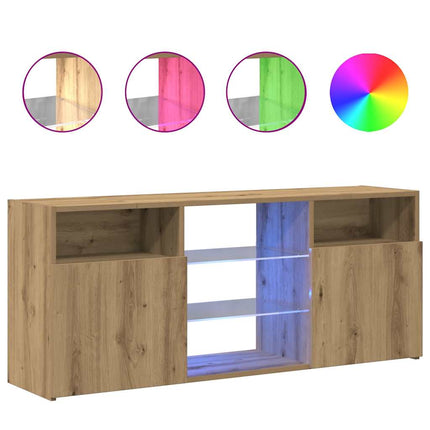 TV-bänk med LED-lampor artisan ek 120x30x50 cm konstruerat trä