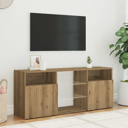 TV-bänk med LED-lampor artisan ek 120x30x50 cm konstruerat trä