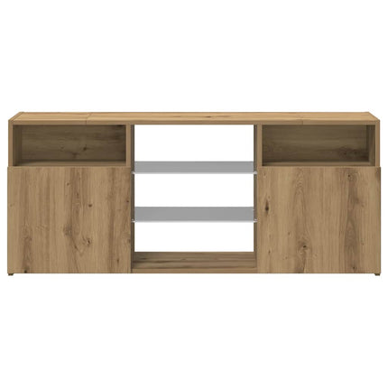 TV-bänk med LED-lampor artisan ek 120x30x50 cm konstruerat trä