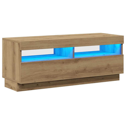 TV-bänk med LED-lampor artisan ek 100x35x40 cm konstruerat trä