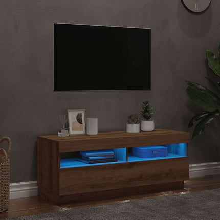 TV-bänk med LED-lampor artisan ek 100x35x40 cm konstruerat trä
