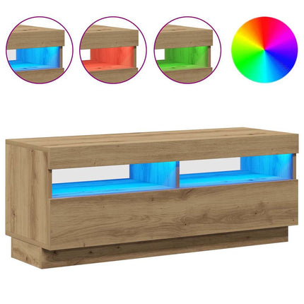 TV-bänk med LED-lampor artisan ek 100x35x40 cm konstruerat trä