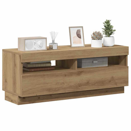 TV-bänk med LED-lampor artisan ek 100x35x40 cm konstruerat trä