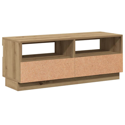 TV-bänk med LED-lampor artisan ek 100x35x40 cm konstruerat trä