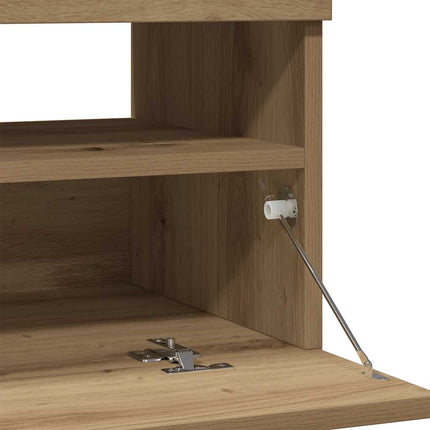 TV-bänk med LED-lampor artisan ek 100x35x40 cm konstruerat trä