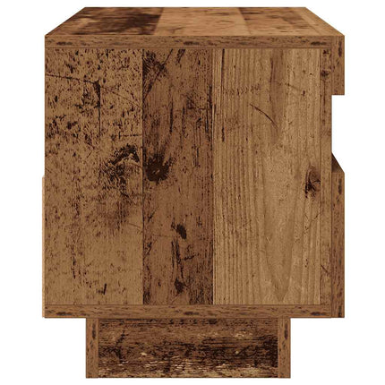 TV-bänk med LED-lampor åldrat trä 80x35x40 cm konstruerat trä