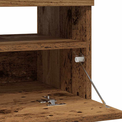 TV-bänk med LED-lampor åldrat trä 80x35x40 cm konstruerat trä