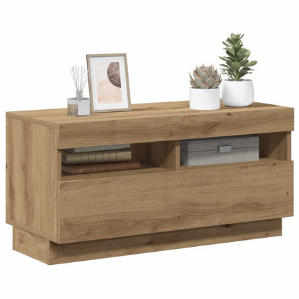 TV-bänk med LED-lampor artisan ek 80x35x40 cm konstruerat trä