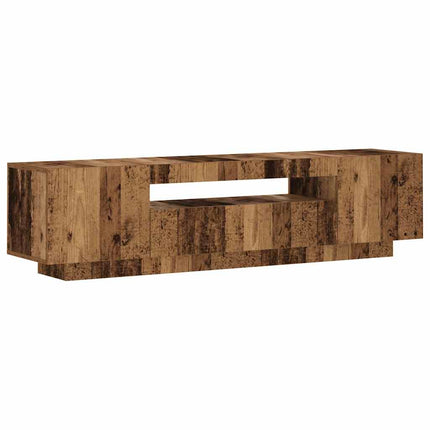 TV-bänk med LED-lampor åldrat trä 160x35x40 cm konstruerat trä