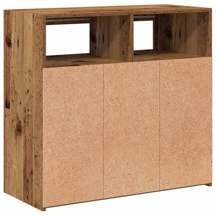 Skänk med LED-belysning åldrat trä 80x35x75 cm konstruerat trä