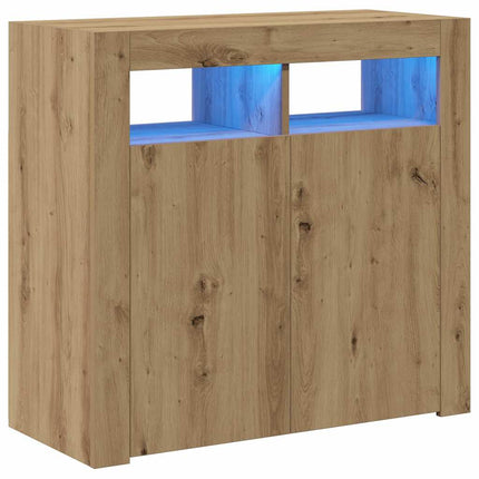 Skänk med LED-belysning artisan ek 80x35x75 cm konstruerat trä