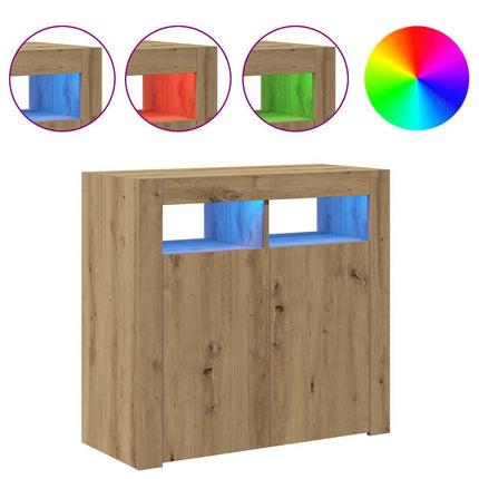 Skänk med LED-belysning artisan ek 80x35x75 cm konstruerat trä