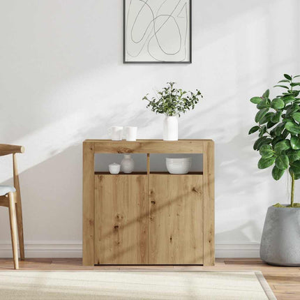 Skänk med LED-belysning artisan ek 80x35x75 cm konstruerat trä