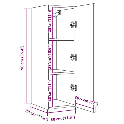 TV-skåp 2 st åldrat trä 30,5x30x90 cm konstruerat trä