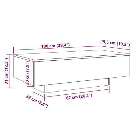 Soffbord åldrat trä 100x49,5x31 cm konstruerat trä