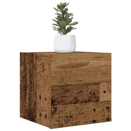 Väggmonterat tv-bänk åldrat trä 30,5x30x30 cm