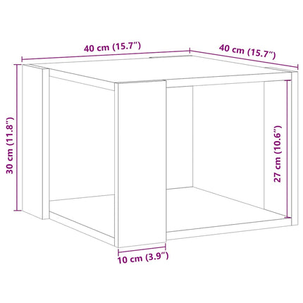 Soffbord artisan ek 40x40x30 cm konstruerat trä