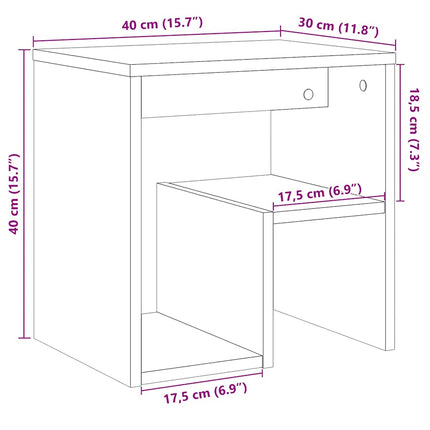 Sängbord ek 40x30x40 cm konstruerat trä