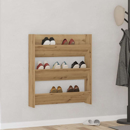 Väggmonterat skoställ artisan ek 80x18x90 cm konstruerat trä