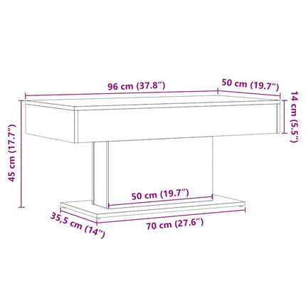 Soffbord hantverksmässig ek 96x50x45 cm konstruerat trä