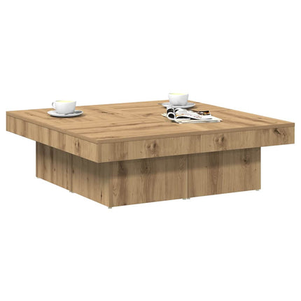 Soffbord artisan ek 90x90x28 cm konstruerat trä