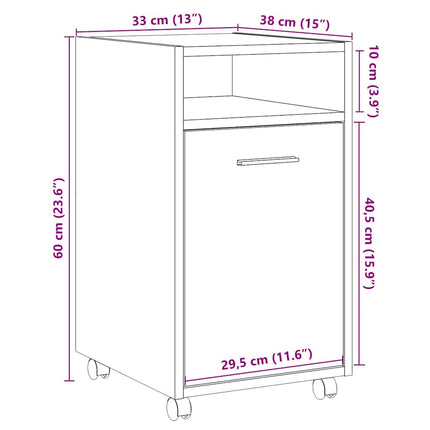 Skåp Med Hjul 33X38X60 Cm Konstruerat Trä