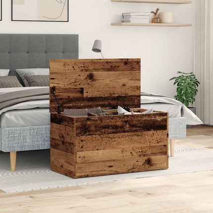 Förvaringskista åldrat trä 84x42x46 cm konstruerat trä