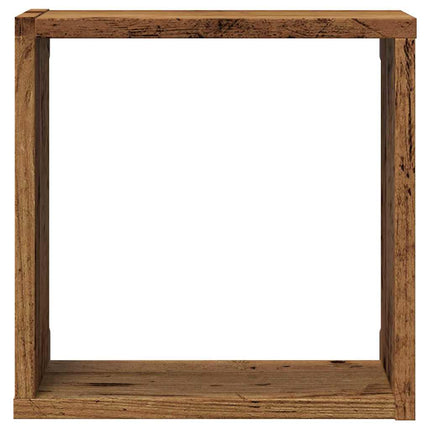 Vägghylla kubformad 2 st åldrat trä 30x15x30 cm konstruerat trä