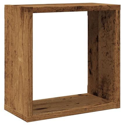Vägghylla kubformad 4 st åldrat trä 30x15x30 cm konstruerat trä