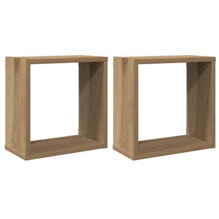 Vägghylla kubformad 2 st artisan ek 30x15x30 cm konstruerat trä