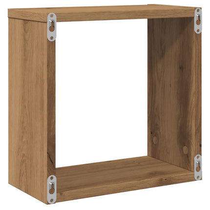 Vägghylla kubformad 4 st artisan ek 30x15x30 cm konstruerat trä