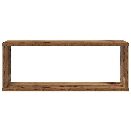 Vägghylla kubformad 4 st åldrat trä 60x15x23 cm konstruerat trä