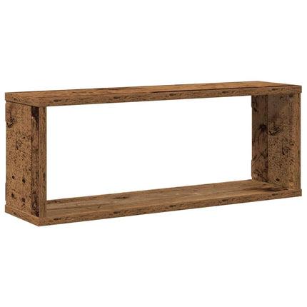 Vägghylla kubformad 4 st åldrat trä 60x15x23 cm konstruerat trä