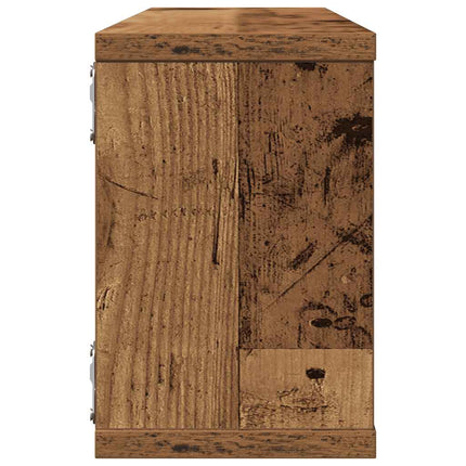 Vägghylla kubformad 4 st åldrat trä 60x15x23 cm konstruerat trä